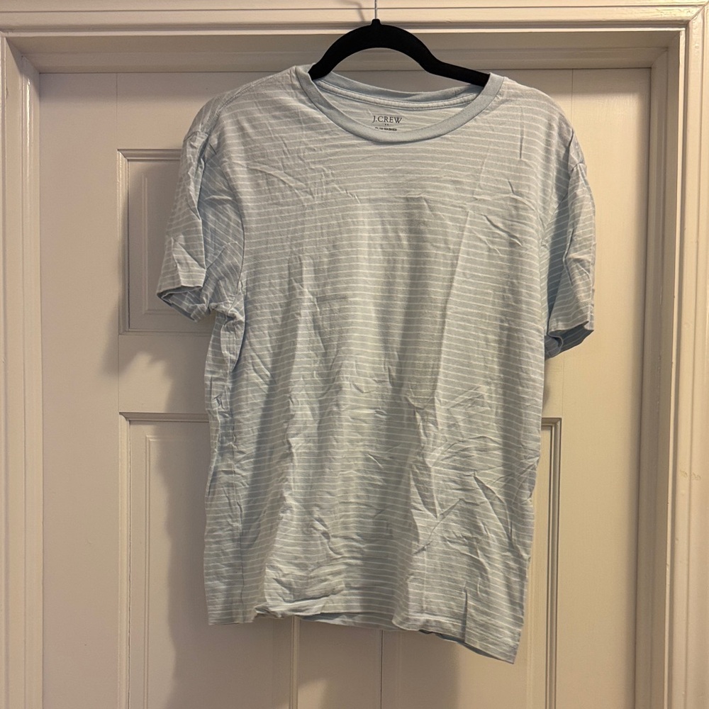 J. Crew Sky Blue Striped Short Sleeve Tee - Size M